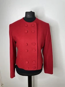 Marcelle Griffon Women Red Vintage pure wool double breasted Blazer jacket Sz42 - Picture 1 of 8
