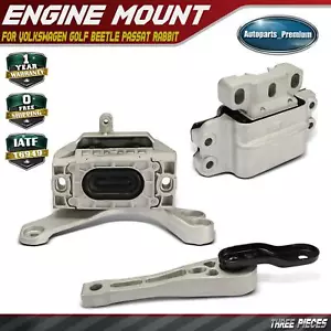3Pcs Engine Motor & Engine Torque Strut Mount & Trans Mount for Volkswagen Golf - Picture 1 of 10