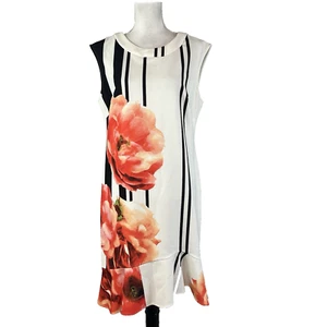 Vestido LABEL by 5 doce Neiman March talla 12 Coral Floral Lápiz Rodilla Boda - Imagen 1 de 13