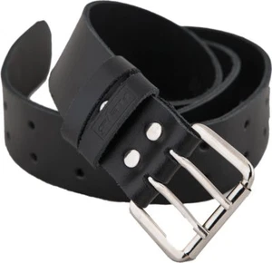 Gürtel Echtleder  Leder 120x6cm Schwarz Hosengürtel Stahlschnalle - Bild 1 von 2