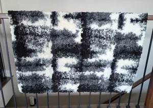 West Elm blanket faux fur black cream gray abstract 45.5 x 57.5 - Picture 1 of 18