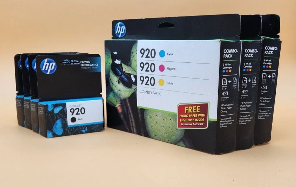Genuine HP 920 B3B30FN Combo Pack Magenta Cyan Yellow Ink Cartridges 12 14