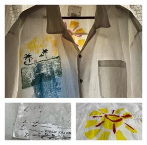 Sloop Jones VTG USA Hand Painted Camp Shirt Sunny Tropical Multicolor XXL - Picture 1 of 21