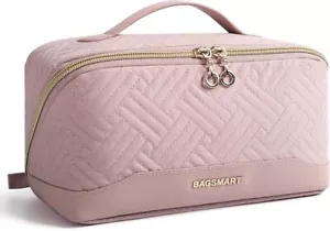 BAGSMART Travel Makeup Bag - Water-Resistant Portable Cosmetic Pouch, Flat Open - Picture 1 of 7