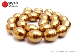 13*16mm Oval Brown Sea Shell Pearl Beads Jewelry Making DIY Necklace Earring 15" - Picture 1 of 10