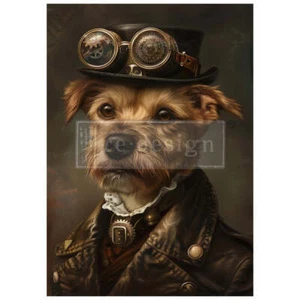 Gear Hound Dog | Fibra A1 Decoupage Steampunk | Rediseño con Prima - Imagen 1 de 3