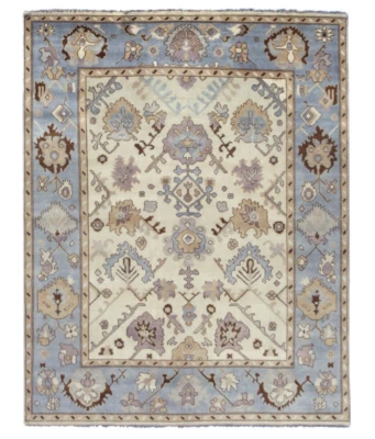Alfombra oriental de lana anudada a mano 9X12 marfil Oushak (9' x 11'10") Foto 1 de 4
