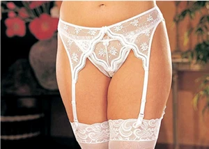 Shirley of Hollywood Strapsgürtel weiß One Size Spitze transparent durchsichtig - Bild 1 von 4