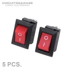 5 X Mini Rocker Switch 2 PIN ON-OFF SPST 125VAC/6A 250VAC/3A Rosso KCD11 - USA - Foto 1 di 7