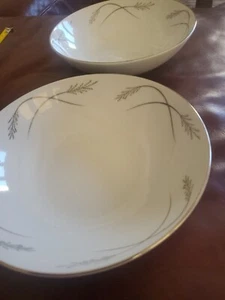 2- Mikasa Fine China Jyoto Japan Grace 8" Servierschale Silberrand Weizen 8063/X - Bild 1 von 4