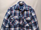 Men's Vintage Rugged Flannel Quilted Lined Snap Button Lumberjack Shirt M (B466