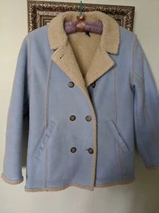 GAP girls sz XXL, sky blue, faux suede coat - Picture 1 of 5