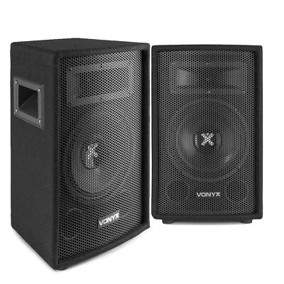 2x Vonyx 8"" Passive PA Speakers Disco DJ Sound Package 800 Watt UK Stock - Image 1 of 4