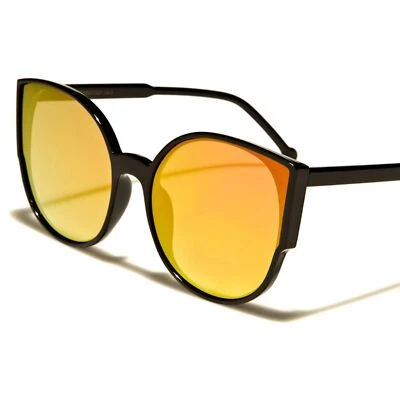 Gafas de sol clásicas retro elegantes para mujer naranjas con lentes espejadas redondas ojo de gato Foto 1 de 2