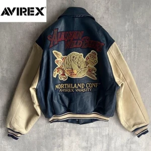 Vintage AVIREX 80s Alaskan Wild Bears Leather Varsity Jacket Cowhide Men  Size M - Picture 1 of 20