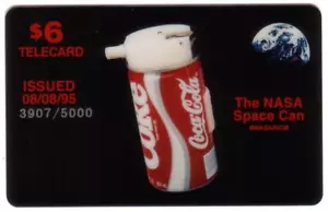 Lata espacial de la NASA con tarjeta telefónica con logotipo de Coca-Cola (Cola) - Imagen 1 de 1