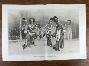 Engraving Gravure (1889) DANSEUSES JAVANAISES Exposition de Paris - Java Dancers - Foto 1 di 2