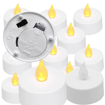 New Flickering 10 Flicker AMBER Light Flameless LED Tealight Tea Candles - Image 1 of 3