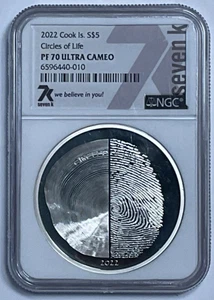 Moneda de plata fina Circles of Life Cook Islands 2022 1 oz .999 NGC PF70 Ultra camafeo - Imagen 1 de 9