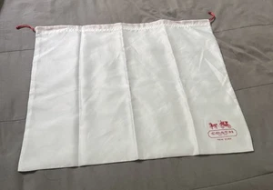 Large COACH NEW YORK White Satin Drawstring Dust Bag Cover Storage 23" x 19" - Picture 1 of 2
