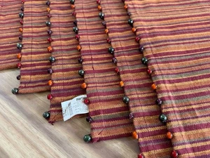 PIER 1 IMPORTS SET OF 6 SPICEY STRIPE COTTON GLASS BEADED PLACEMATS - Picture 1 of 5