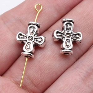 120 Stck. Tibet Silber Kreuz Abstandshalter Handwerk Zum Selbermachen 15x12,6x5,5 mm B17325 - Bild 1 von 4