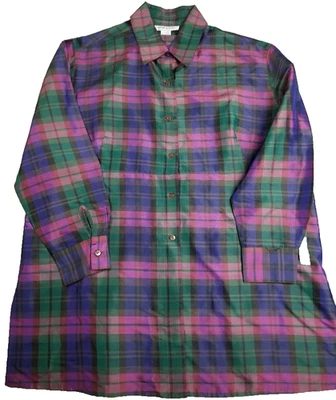 Blusa vintage Nora Noh para mujer 2X Plus túnica colorida 100 % seda estampado abstracto Foto 1 de 4