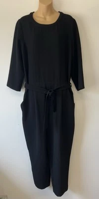 Madewell Sloan Jumper in Black Belted Crepe Tapered Easy Fit Crop Jumpsuit 12 - Image 1 of 4