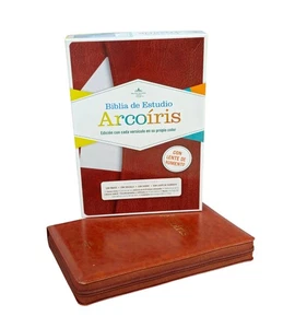 Biblia de Estudio Arco Iris Pastoral Cafe Cierre Indice RV1960 bolsillo Con lupa - Picture 1 of 8