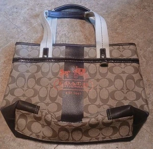 Coach Heritage Stripe Leather Tote Close To LN Look - Picture 1 of 16