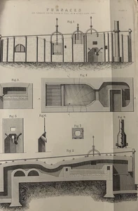 Antique Print c.1880s | Air Furnace for Steel Fusion | Victorian Engineering - Picture 1 of 17