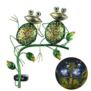 Solar Lights Outdoor, Metal Sitting Frogs Garden Decor, Waterproof Garden - Picture 1 of 7