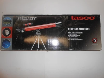 Tasco Telescope Adjustable Tripod Mount Aluminum 50x50mm Model 45T Red Beginner - Image 1 of 4
