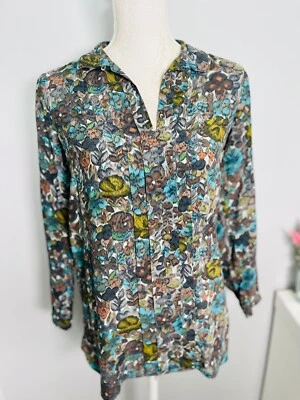 TOAST Floral Silk Blend Button Up Long Sleeve Blouse Size UK 8  - Image 1 of 4
