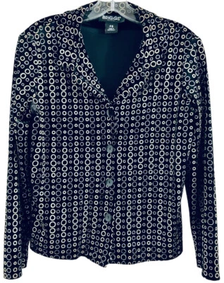 BRIGGS Jacket Slinky Petite Sz Small Black Metallic Gold Silver Vintage 90s - Image 1 of 4