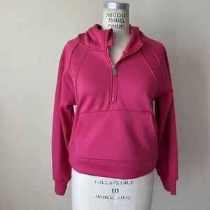 Laslulu Cropped Womens Medium Sweatshirt 1/4 Zip Pink Pockets Lululemon Dupe - Picture 1 of 3