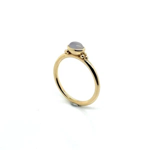 Genuine Pandora 14ct Yellow Gold Golden Chalcedony Cabochon Ring 150161CA-57 New - Picture 1 of 6