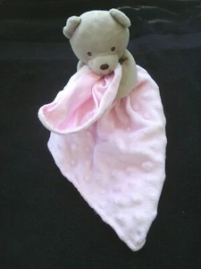Carter's Child of Mine Pink Security Blanket Minky Dots Brown Bear Rattle - Picture 1 of 7