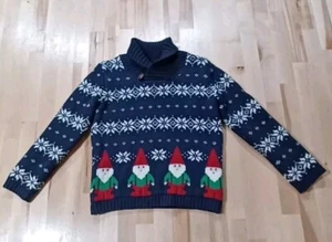 Jingles & Joy Sweater Boys Size 5T Long Sleeve Christmas Winter Gnomes Snow Blue - Picture 1 of 7