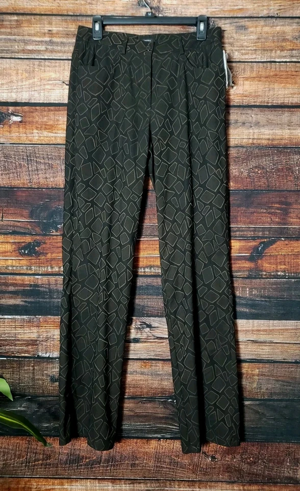 Pantalones Etcetera Talla 8 Geométricos Cremallera Mosca Negro Bronce Vestido de tiro alto para mujer Foto 1 de 4