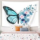 Blue Butterfly Flower Wall Art Extra Large Tapestry Wall Hanging Fabric Poster