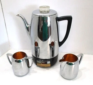 Universal Coffematic Modell 4410 Perkolator Chrom Kaffeekanne mit Zucker & Milchkännchen - Bild 1 von 6