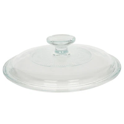 Cazuela transparente redonda de vidrio estriado Corningware G-5C tapa para hornear con mango Foto 1 de 2