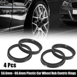 4pcs Plastic 56.6mm to 66.6mm Car Hub Centric Rings Wheel Bore Center Spacer - Picture 1 of 8