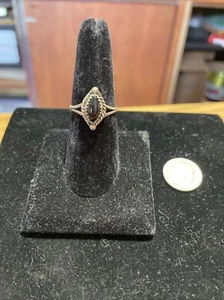 Vintage Sterling Silver & Genuine Onyx Ring -Size 8 - Picture 1 of 6