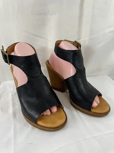 Korks Kork Easy THE ORIGINAL LINDEN DAMEN SCHWARZ LEDER SLINGBACK SANDALEN 9 - Bild 1 von 14