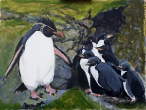 'Penguins' Canvas reproduction from the original by Diana Moran - Green Goddess - Picture 1 of 2