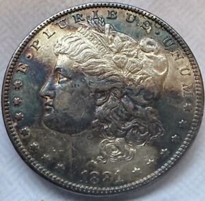 Better Date Rainbow Toned 1881 US Morgan Silver Dollar - BEAUTIFUL COIN!!!