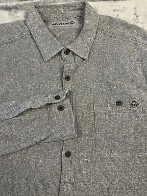 Wolverine Shirt Mens XXL Gray Long Sleeve Heavyweight Button Up Shacket Work - Image 1 of 4