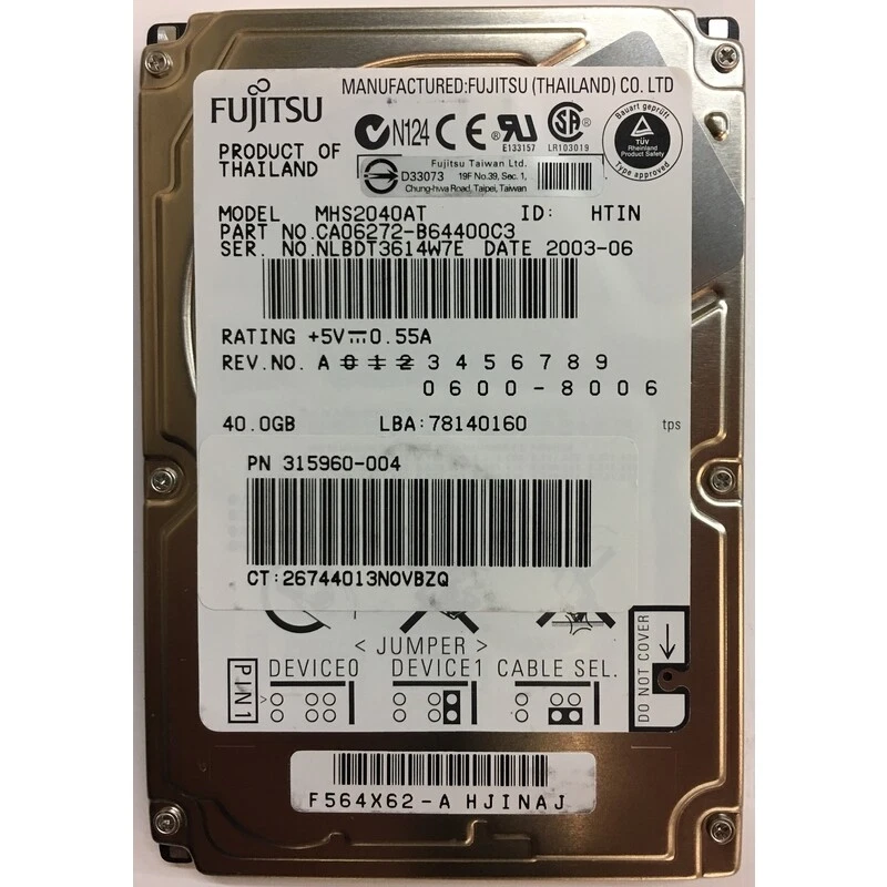 315960-004 - HP 40GB 4200 RPM IDE  2.5" HDD - Image 1 of 1